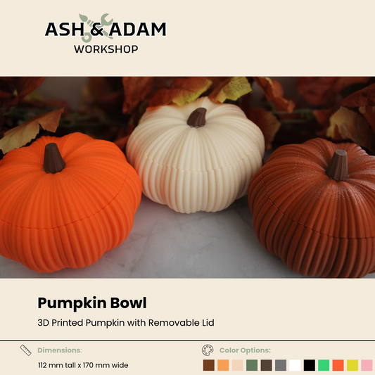 3D Printed Pumpkin Bowl with Removable Lid